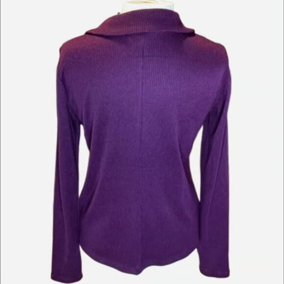Free Assembly Purple Long Sleeve Cardigan Sweater Button Down Top Soft Large - Picture 3 of 7